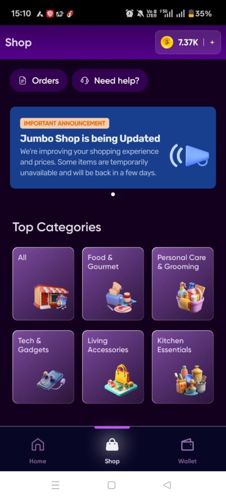 Jumbo App Shop Section