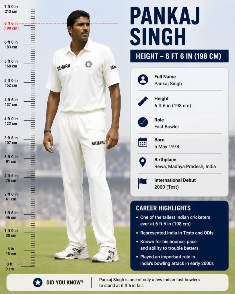 Pankaj Singh Height — 6 ft 6 in (198 cm)