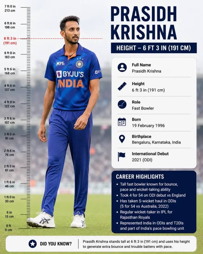 Prasidh Krishna — 6 ft 3 in (191 cm)