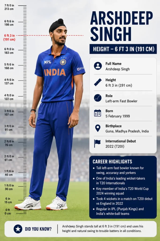  Arshdeep Singh — 6 ft 3 in (191 cm)