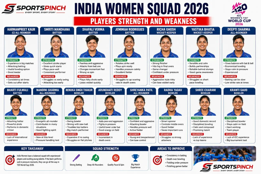 India Women Squad 2026 Players Strength and Weakness