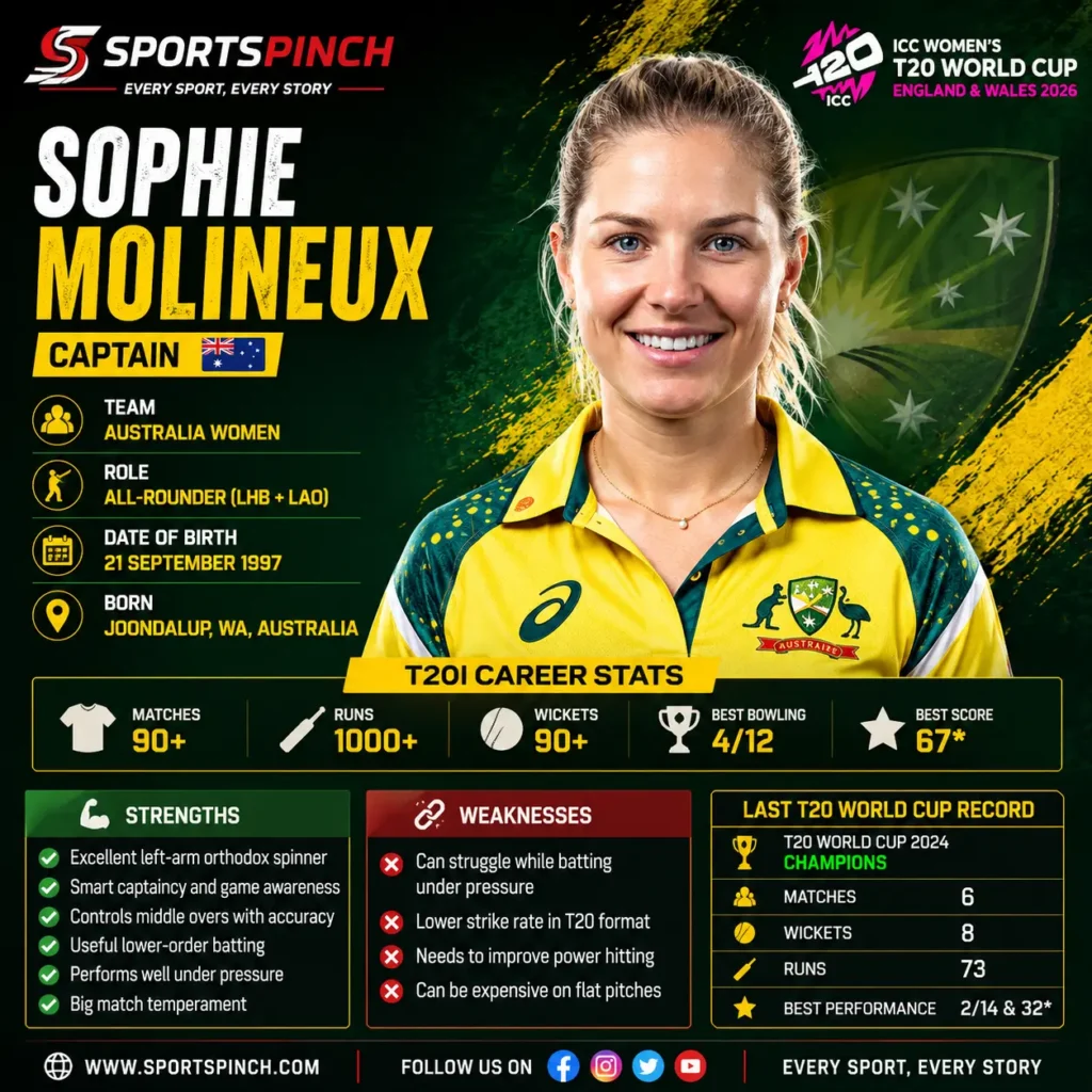 Sophie Molineux Australia Women captain T20 World Cup 2026 poster