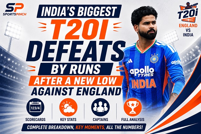 India's Biggest T20I Defeats by Runs