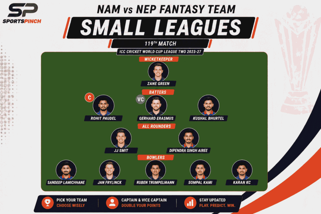 NAM vs NEP Fantasy Team (Small Leagues)
