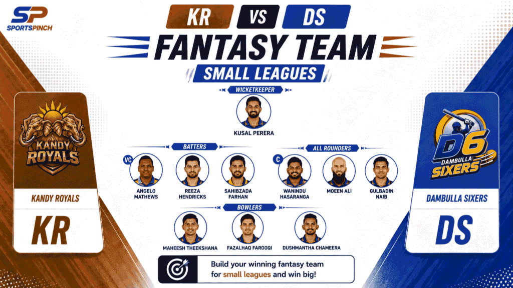 KR vs DS Fantasy Team (Small Leagues)