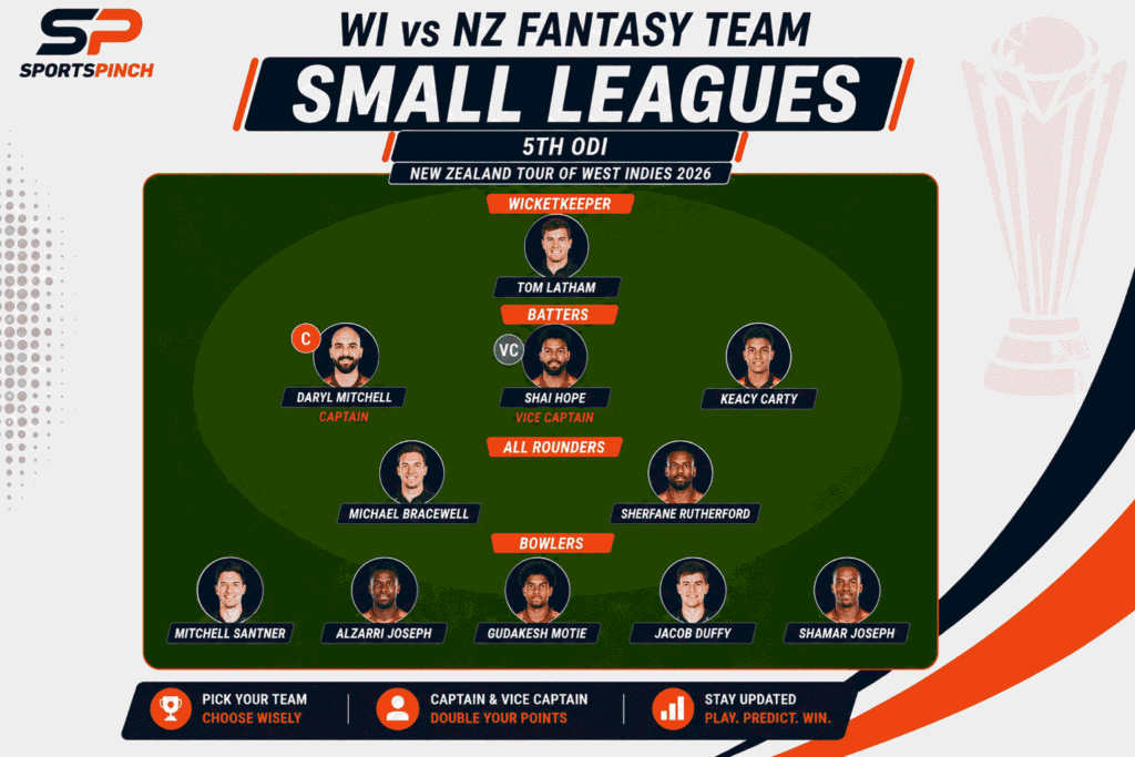 WI vs NZ Fantasy Team (Small Leagues)