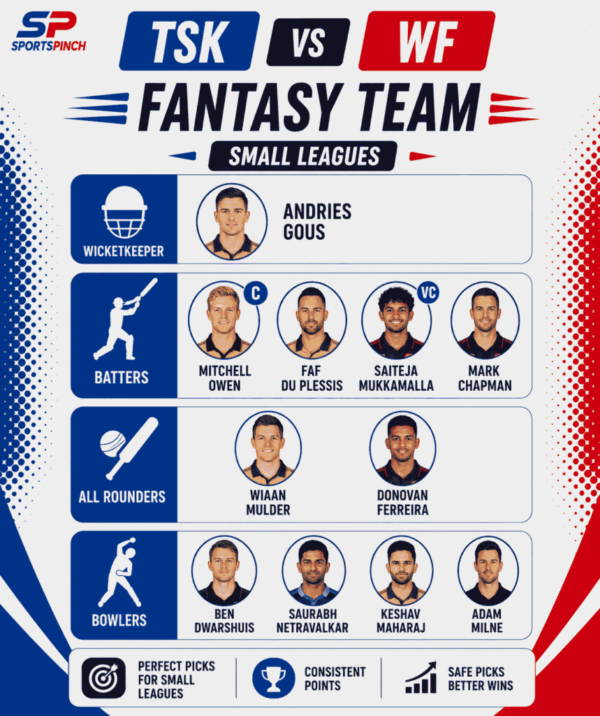 TSK vs WF Fantasy Team (Small Leagues)
