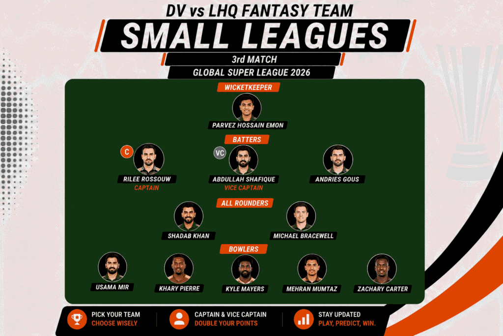 DV vs LHQ Fantasy Team (Small Leagues)