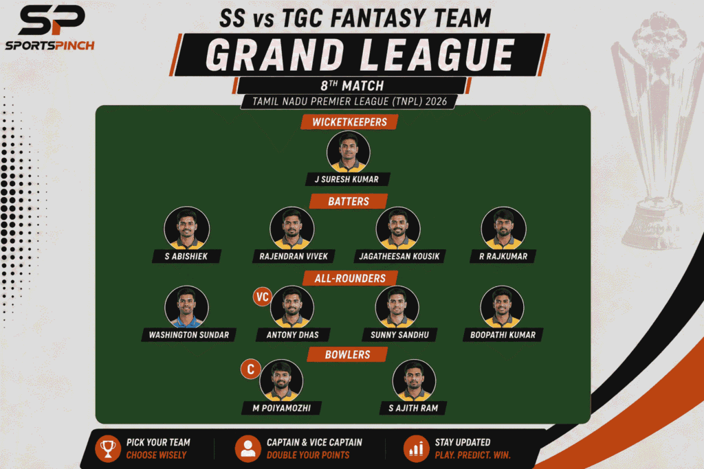 SS vs TGC Fantasy Team: Grand League