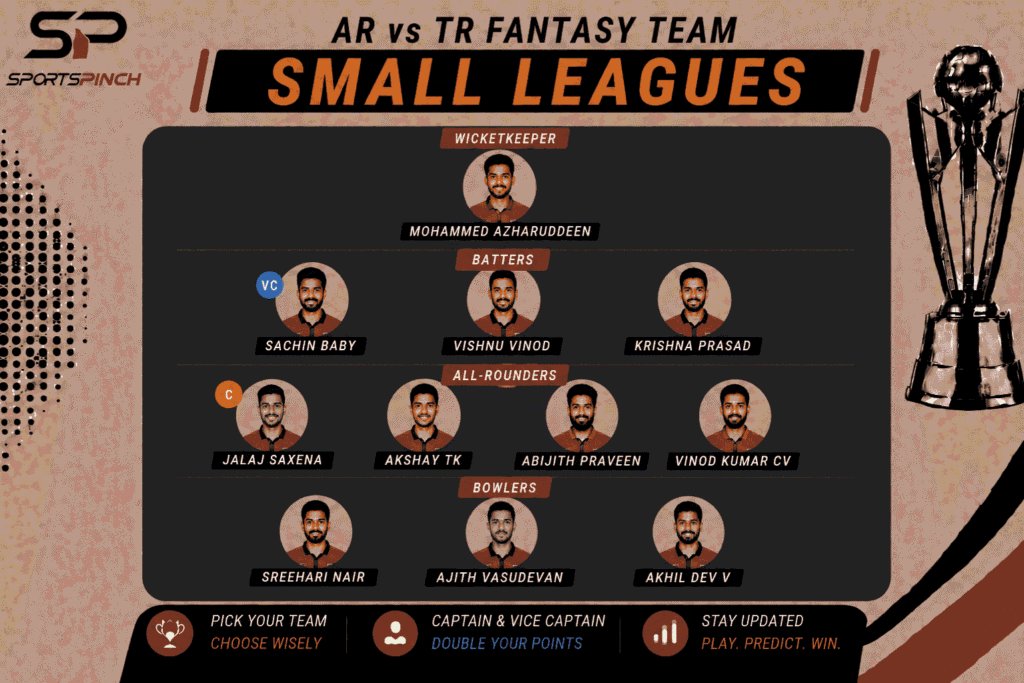 AR vs TR Fantasy Team: Small League