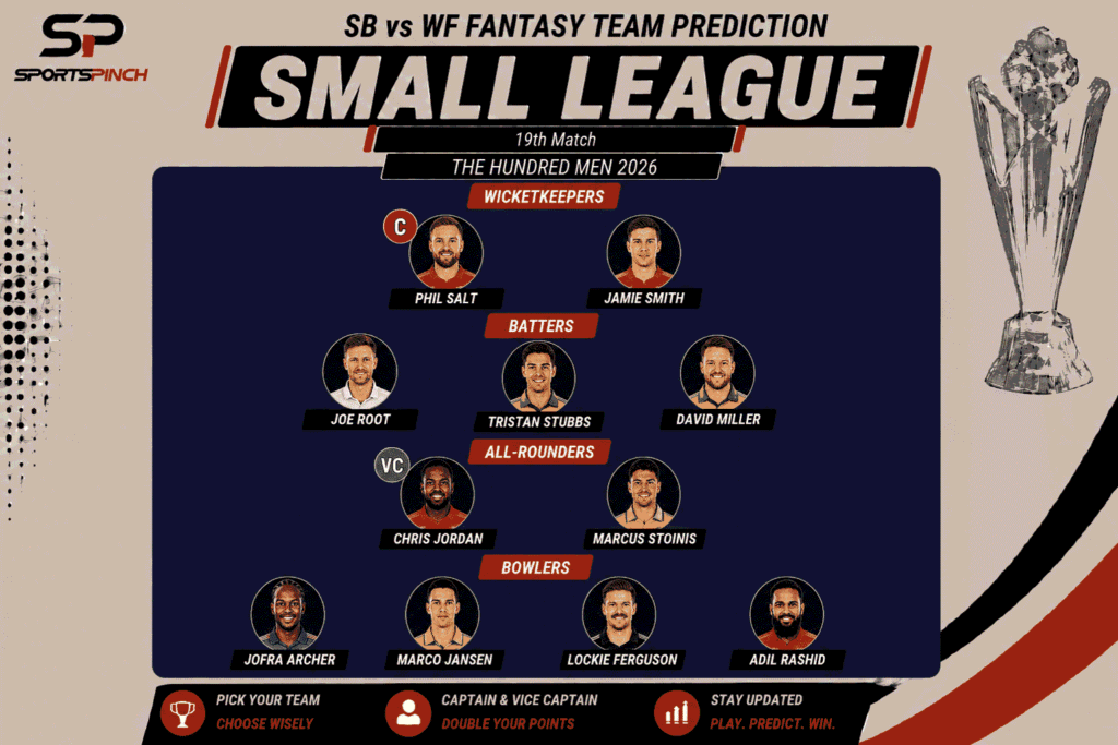 SB vs WF Fantasy Prediction, Small League