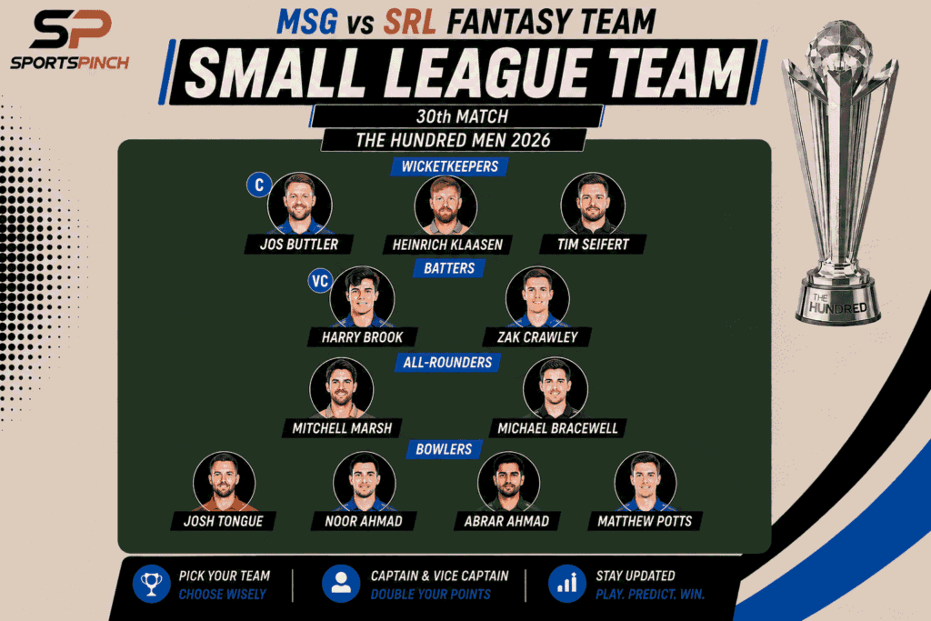 MSG vs SRL Fantasy Team: Small League