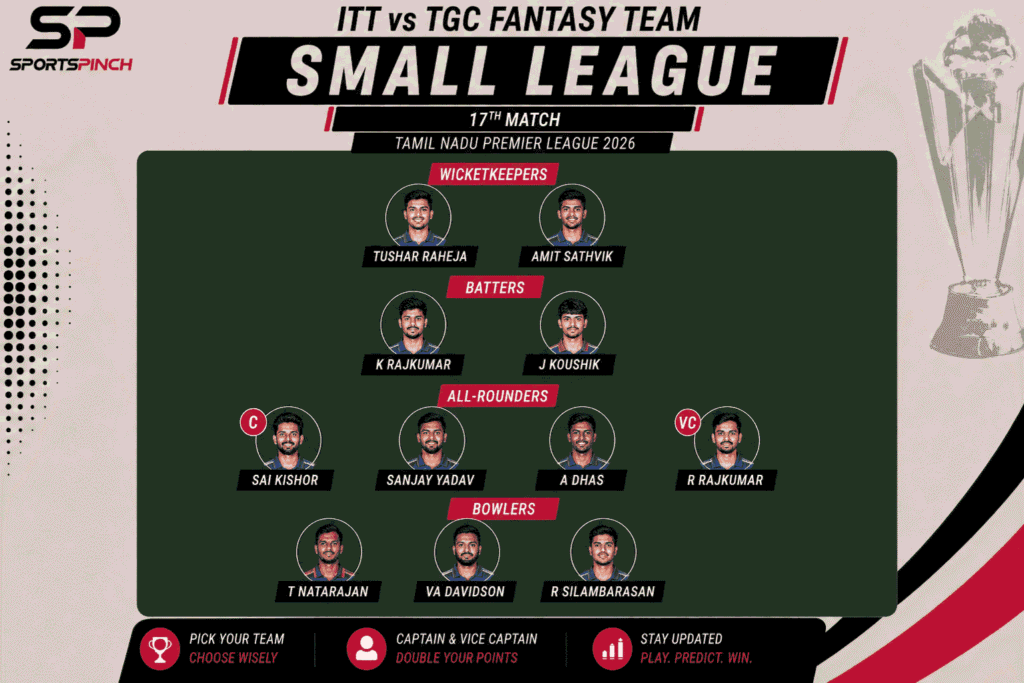ITT vs TGC Fantasy Team: Small League