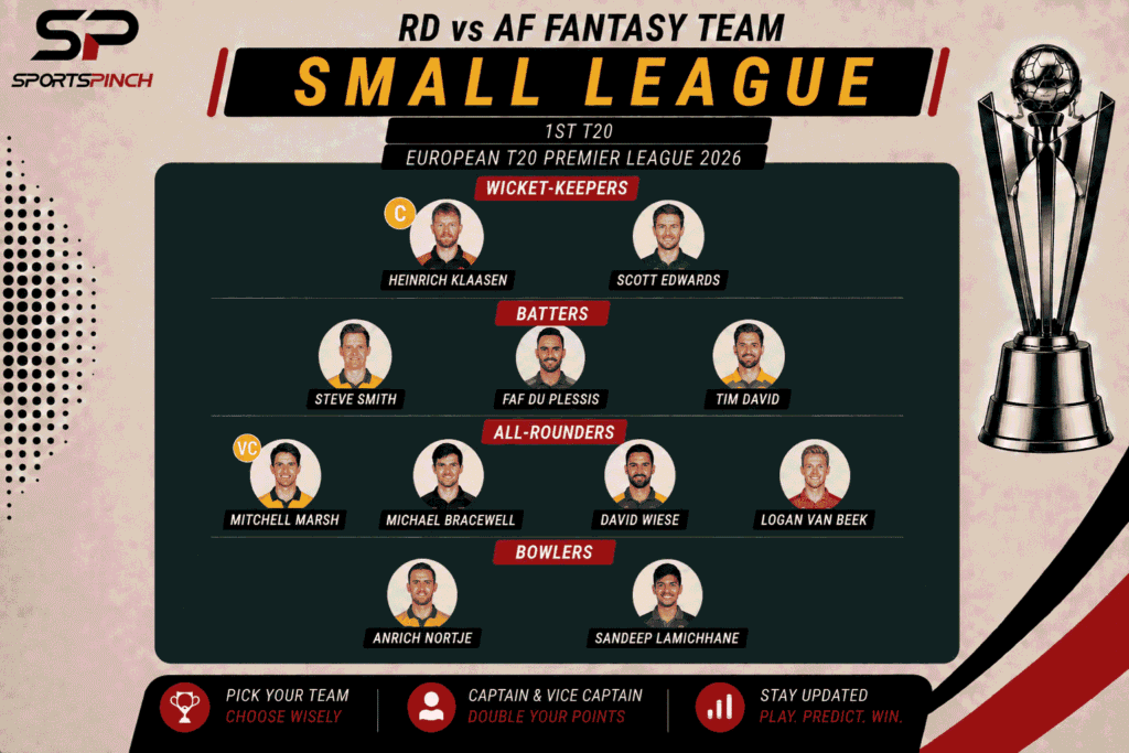 RD vs AF Fantasy Team: Small League