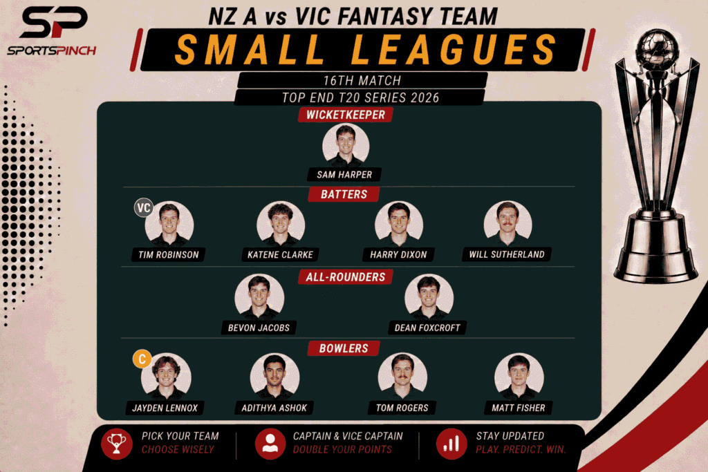 NZ A vs VIC Fantasy Team: Small Leagues