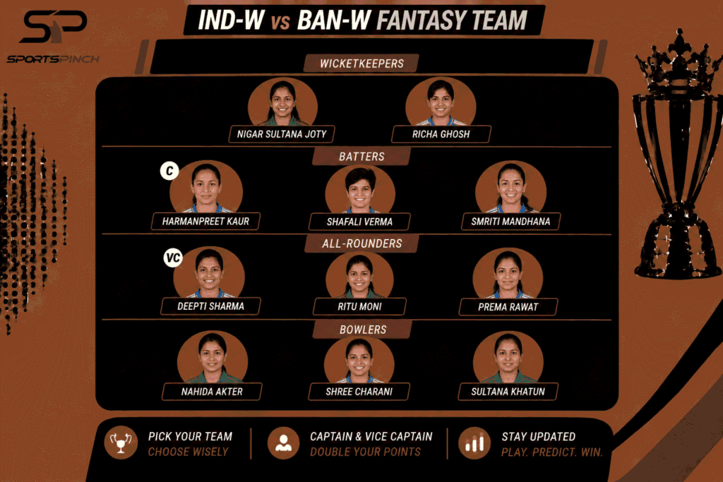 IND-W vs BAN-W 1st Semi Final Fantasy Team