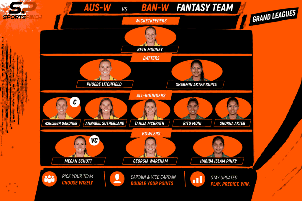 AUS-W vs BAN-W 2nd ODI Fantasy Team: Grand Leagues
