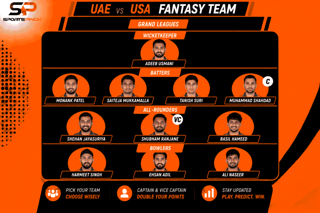 UAE vs USA Fantasy Team: Grand Leagues
