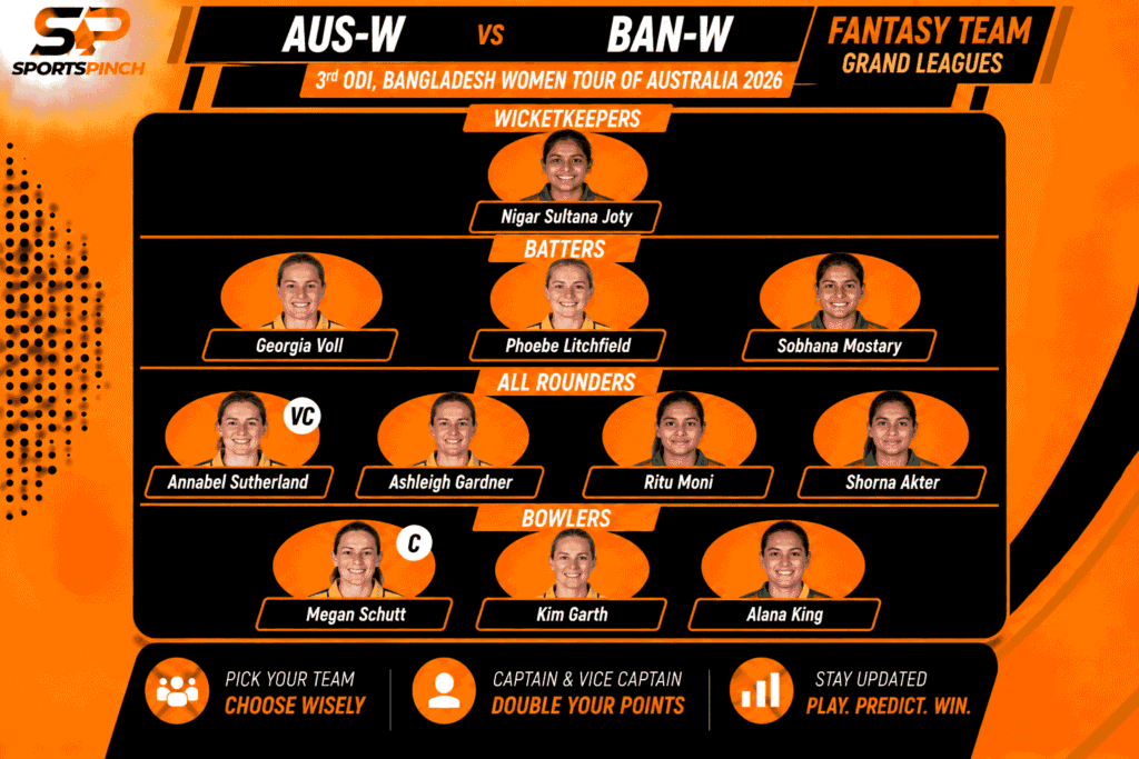 AUS-W vs BAN-W 3rd ODI Fantasy Team: Grand Leagues