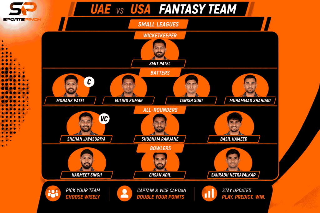 UAE vs USA Fantasy Team: Small Leagues