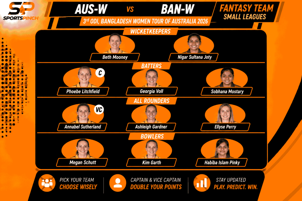 AUS-W vs BAN-W 3rd ODI Fantasy Team: Small Leagues
